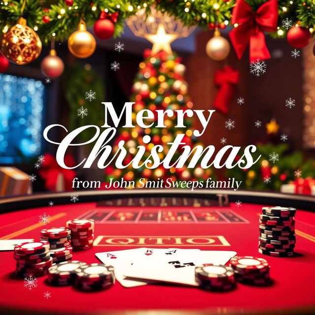 A festive and cheerful Christmas greeting from John Smith Sweeps family, designed for an online casino gaming theme