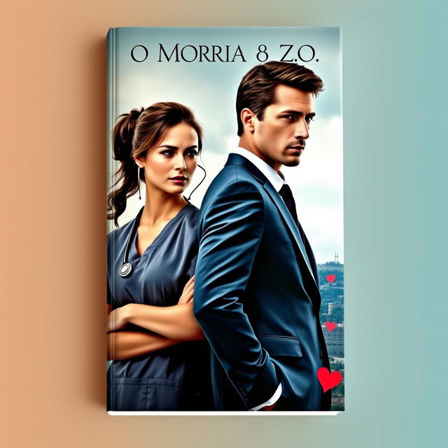 A romantic book cover featuring a striking scene between a confident and determined nurse and a suave CEO