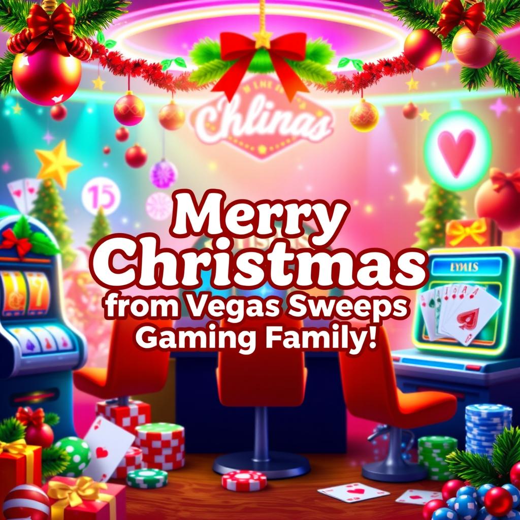 A festive online casino-themed image featuring a vibrant and cheerful Christmas celebration