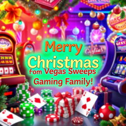 A festive online casino-themed image featuring a vibrant and cheerful Christmas celebration