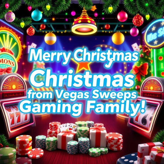 A festive online casino-themed image featuring a vibrant and cheerful Christmas celebration