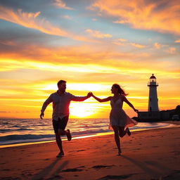 A breathtaking sunset scene with vibrant hues of orange, yellow, and violet reflecting off the tranquil sea