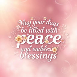 A beautifully crafted, artistic representation of the phrase “May your days be filled with love, peace, and endless blessings”