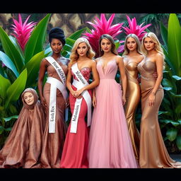 A stunning scene featuring four elegant women representing different regions of Cuba