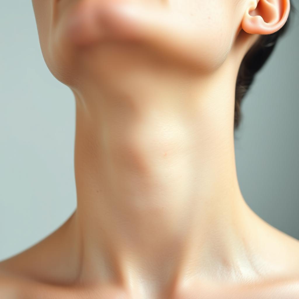 A close-up image of a human neck focusing on the area of the Adams apple