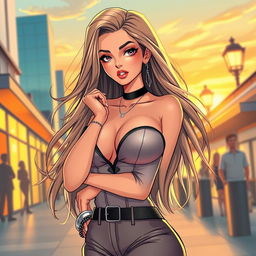 A captivating and elegant illustration of a sexy girl, showcasing her confidence and allure