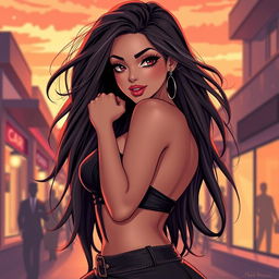 A captivating and elegant illustration of a sexy girl, showcasing her confidence and allure
