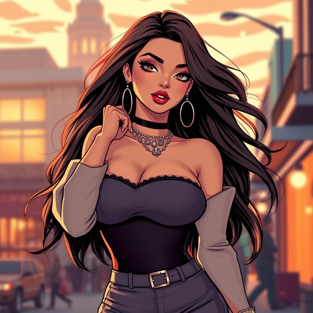 A captivating and elegant illustration of a sexy girl, showcasing her confidence and allure