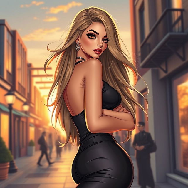 A captivating and elegant illustration of a sexy girl, showcasing her confidence and allure