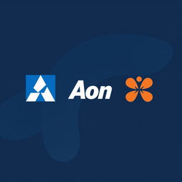 A creative design merging distinct company logos seamlessly, ensuring that the Aon logo remains unchanged and prominent