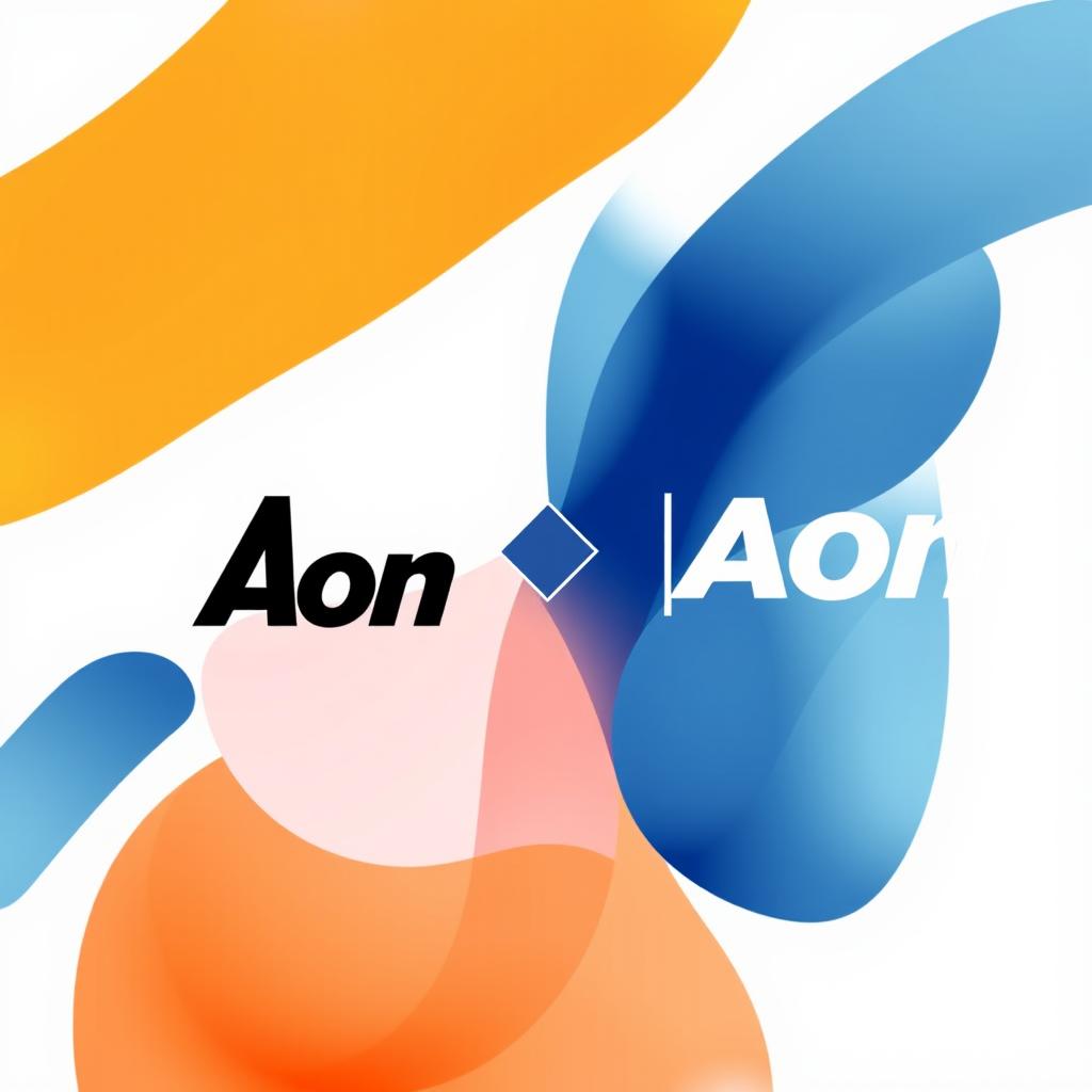 A creative design merging distinct company logos seamlessly, ensuring that the Aon logo remains unchanged and prominent