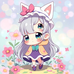 A stylized fantasy illustration featuring an anime character, inspired by typical anime aesthetics, showcasing a whimsical and colorful design