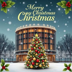 A beautifully designed architectural greeting card conveying a Merry Christmas theme