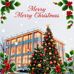 A beautifully designed architectural greeting card conveying a Merry Christmas theme