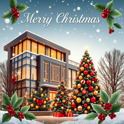 A beautifully designed architectural greeting card conveying a Merry Christmas theme