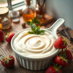 A beautifully arranged cream tub filled with rich, smooth, creamy texture