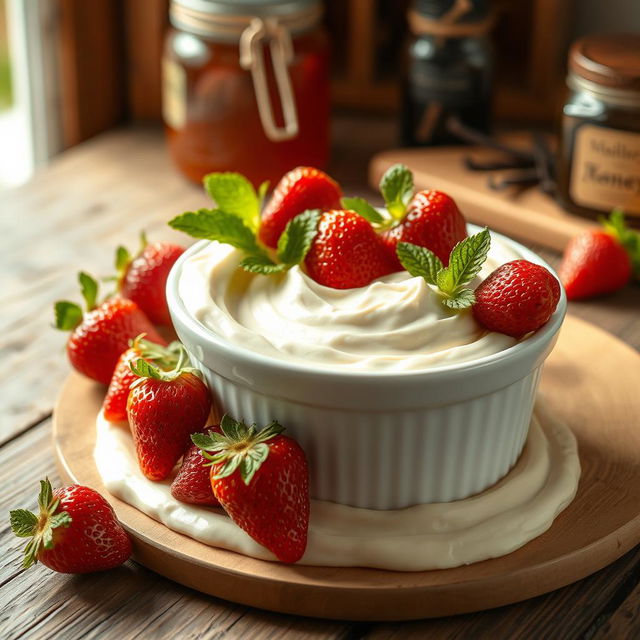 A beautifully arranged cream tub filled with rich, smooth, creamy texture