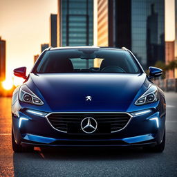 A unique fusion of a Peugeot and a Mercedes-Benz, showcasing the elegant design elements of both car brands