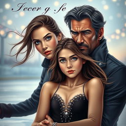 A captivating cover for a fanfiction depicting a dramatic relationship between a young female student and her older, ruggedly handsome ice skating instructor
