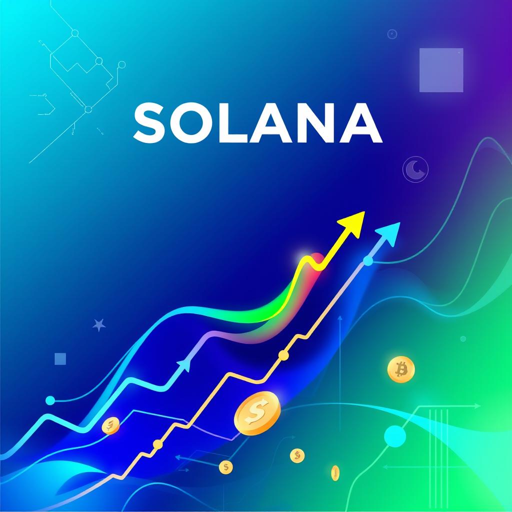 A visually striking and abstract representation of the Solana cryptocurrency movement, showcasing vibrant colors, flowing lines, and digital motifs