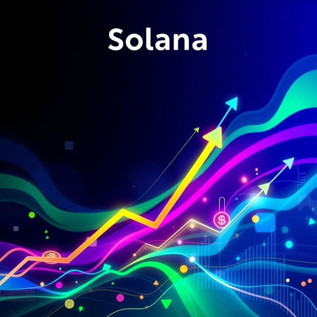 A visually striking and abstract representation of the Solana cryptocurrency movement, showcasing vibrant colors, flowing lines, and digital motifs