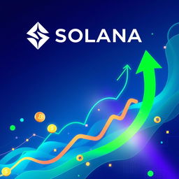 A visually striking and abstract representation of the Solana cryptocurrency movement, showcasing vibrant colors, flowing lines, and digital motifs