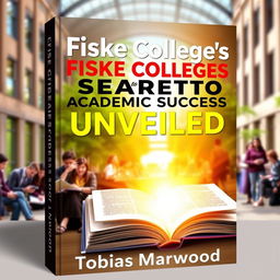 An inspiring and motivational book cover design featuring a realistic depiction of a university campus with students engaged in discussions and studying in the background