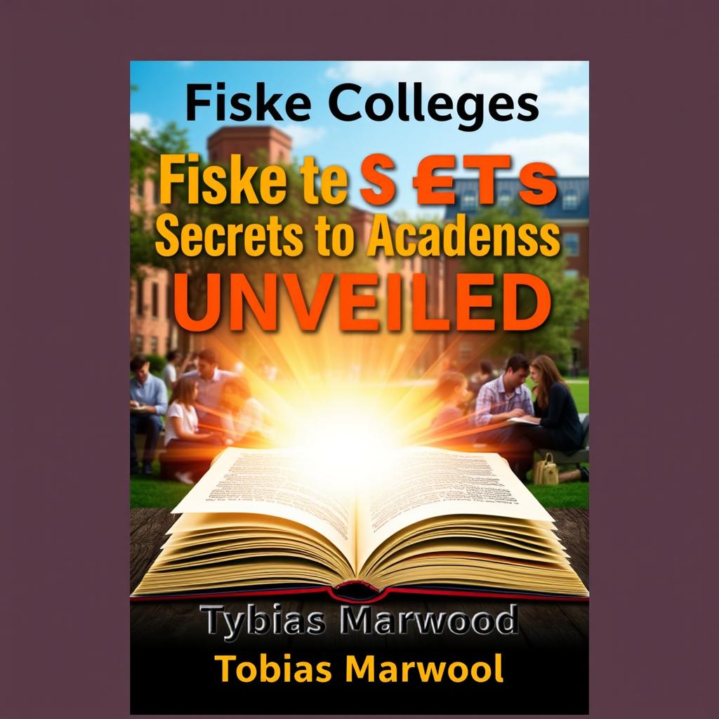 An inspiring and motivational book cover design featuring a realistic depiction of a university campus with students engaged in discussions and studying in the background