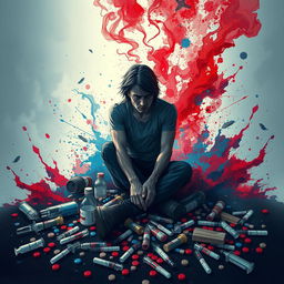 A visually striking representation of addiction, symbolizing the struggle and chaos it brings