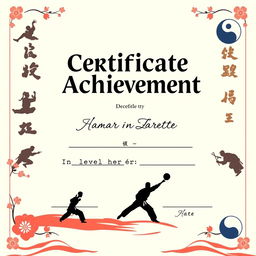 A beautifully designed fillable certificate for karate achievements, featuring a dynamic martial arts theme