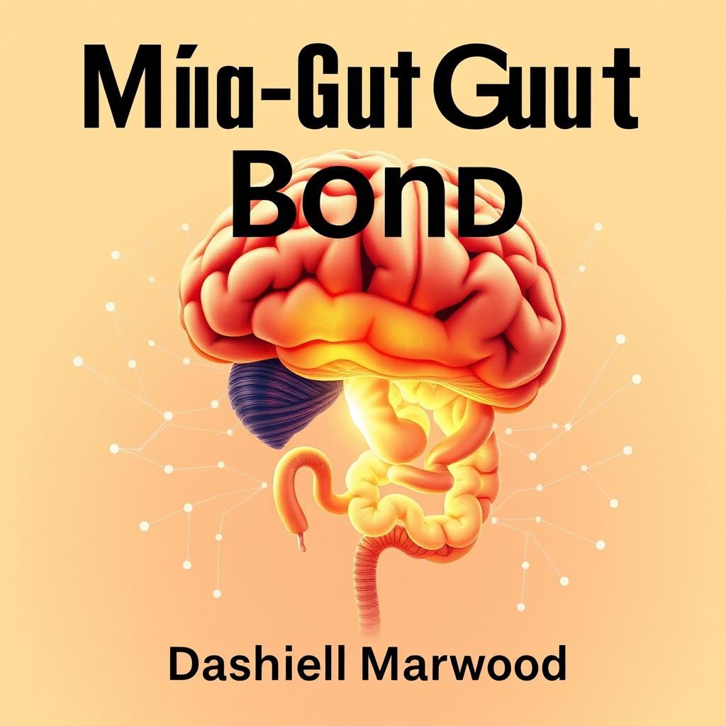A flat cover design featuring the title text 'Mind-Gut Bond' in bold, large font prominently centered at the top of the image
