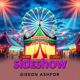A vibrant carnival scene at dusk filled with colorful lights and mystical elements that suggest hope and wonder