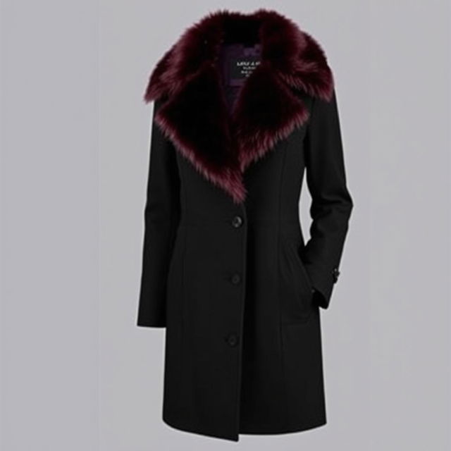 A stylish and elegant coat featuring an English collar, designed in a luxurious black exterior