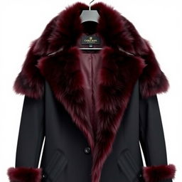A stylish and elegant coat featuring an English collar, designed in a luxurious black exterior