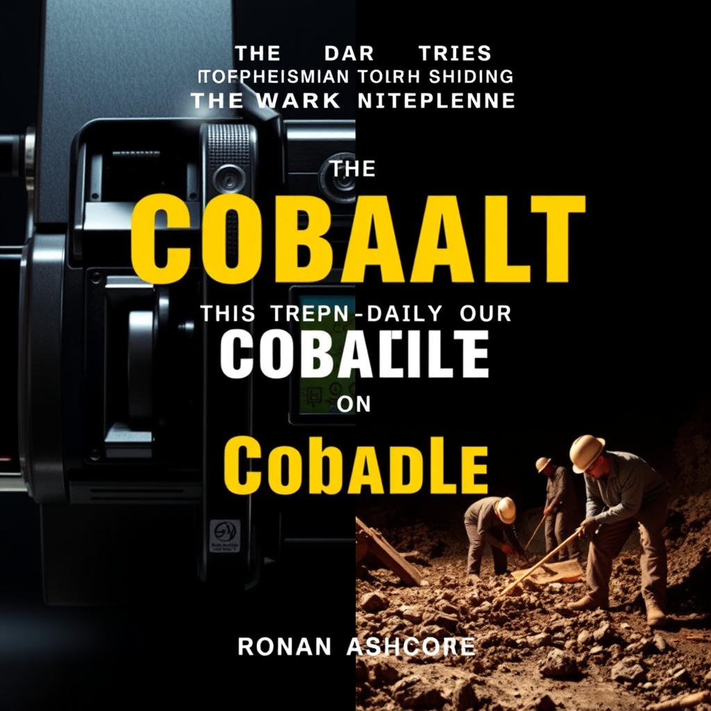 A dramatic split image featuring a shiny, high-tech device on the left side of the cover, contrasting sharply with a mining scene on the right side that depicts workers in rough conditions