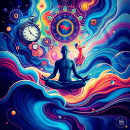 An artistic representation of the themes surrounding trance music and its benefits for mental health