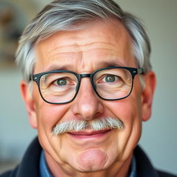 A warm and inviting portrait of a 60-year-old man with a friendly demeanor