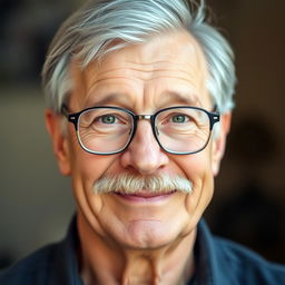 A warm and inviting portrait of a 60-year-old man with a friendly demeanor