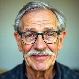 A kind elderly man, around 60 years old, with a gentle and merciful expression