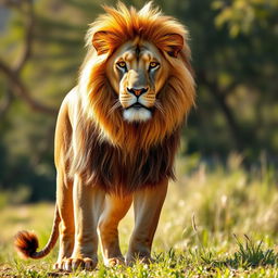 A high-quality PNG image of a majestic lion, standing proudly in a regal pose