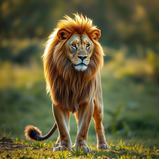 A high-quality PNG image of a majestic lion, standing proudly in a regal pose