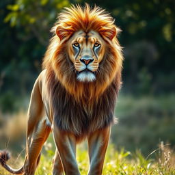 A high-quality PNG image of a majestic lion, standing proudly in a regal pose