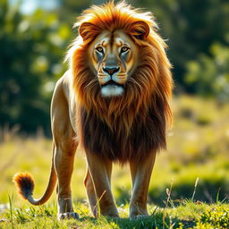 A high-quality PNG image of a majestic lion, standing proudly in a regal pose