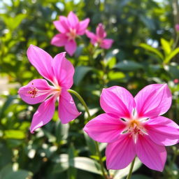 An artistic representation of a beautiful, delicately arranged pink flower in full bloom, showcasing its vibrant colors and intricate petal details