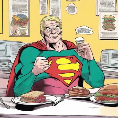 In the comic book, the superhero's favorite meal was always a Reuben sandwich.