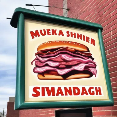 The retro diner had a vintage sign displaying a mouthwatering Reuben sandwich.