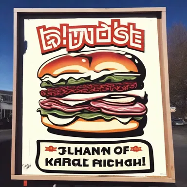 The retro diner had a vintage sign displaying a mouthwatering Reuben sandwich.