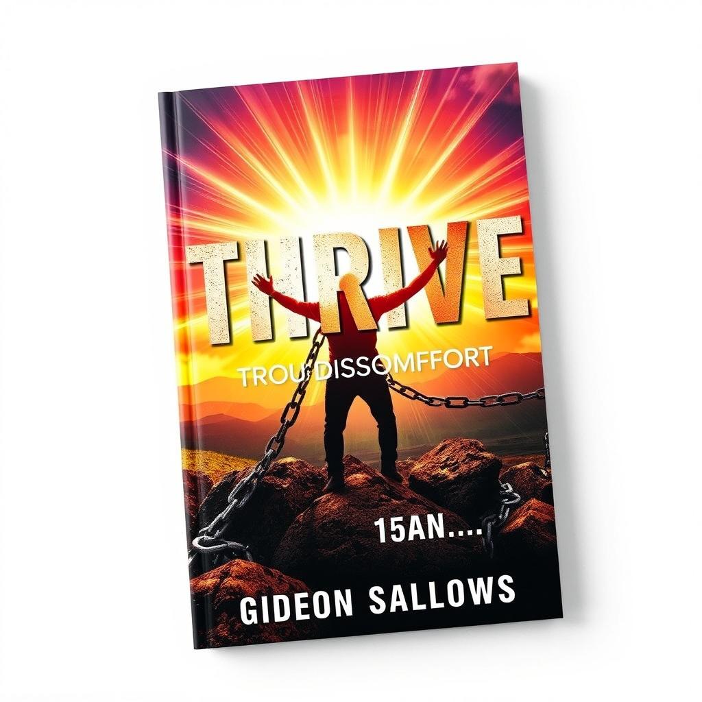 A striking book cover design featuring the title 'THRIVE Through Discomfort' in bold, large font at the center