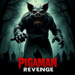 An intense horror movie poster for 'Pigman Revenge'