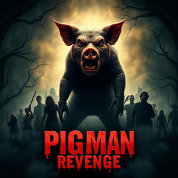 An intense horror movie poster for 'Pigman Revenge'